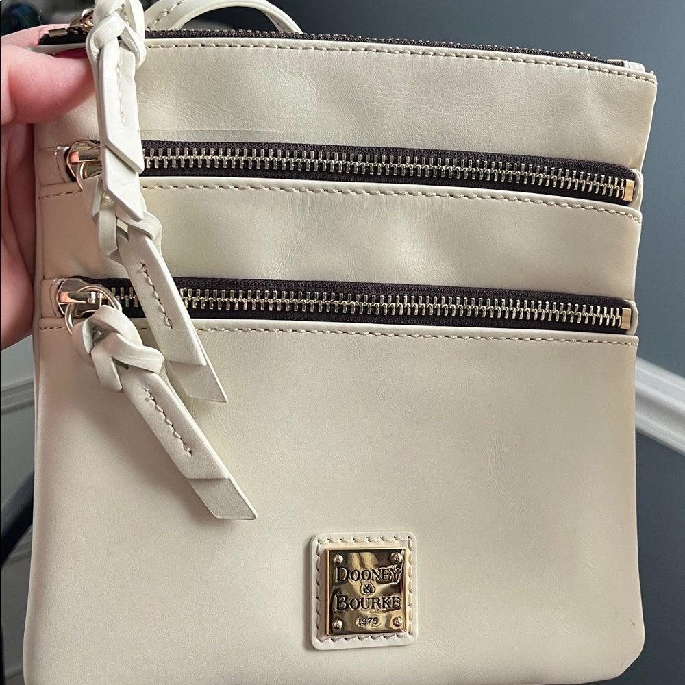 Dooney & Bourke Cream Crossbody Bag with Zipper Details